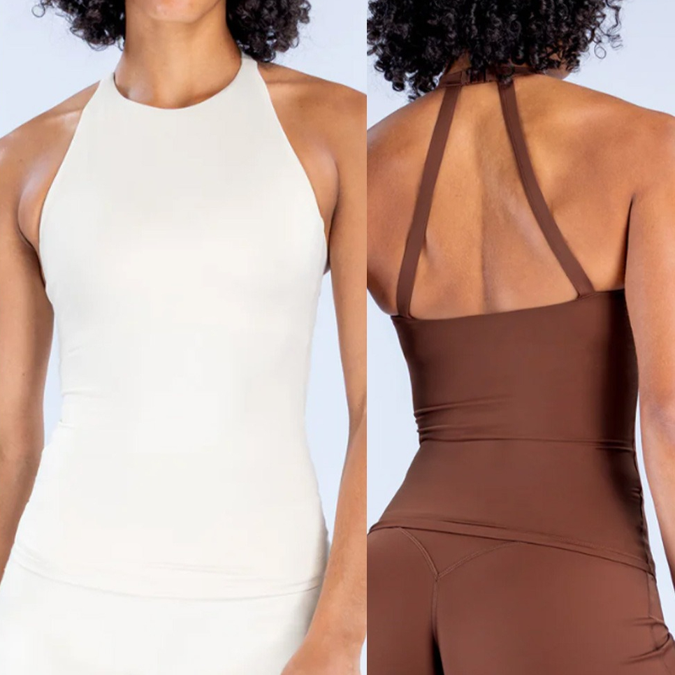 Suspender Tank Top - Женский топ-халтер с встроенным спортивным бюстгальтером,