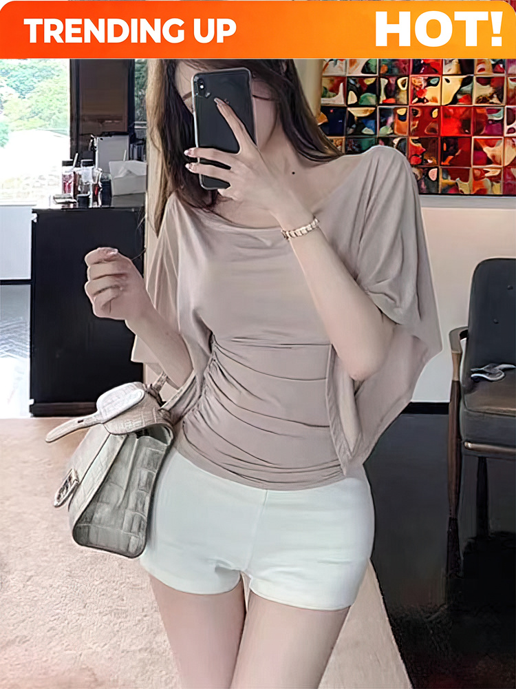 T Shirt Tight Fit - Женская летняя футболка с открытыми плечами,